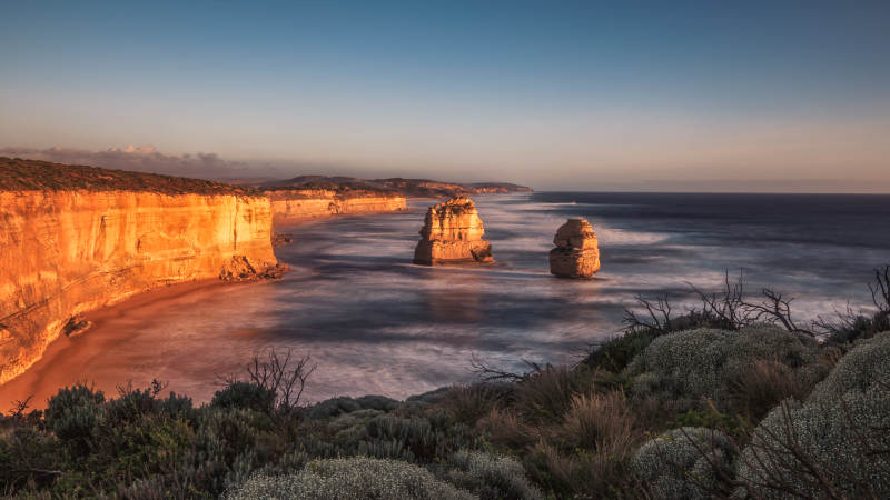 大洋路十二门徒岩日落奇观图片