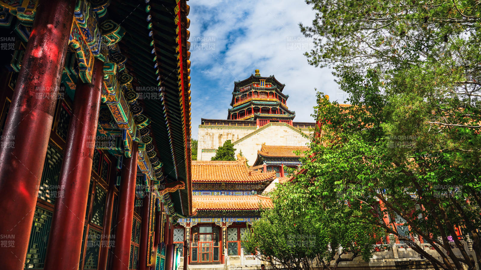 颐和园古建筑庭院风光图片