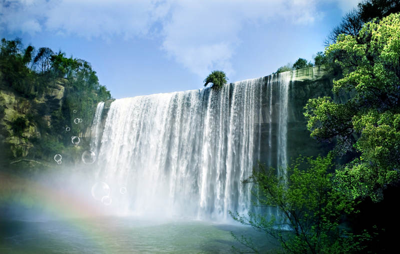 万州大瀑布彩虹美景图片