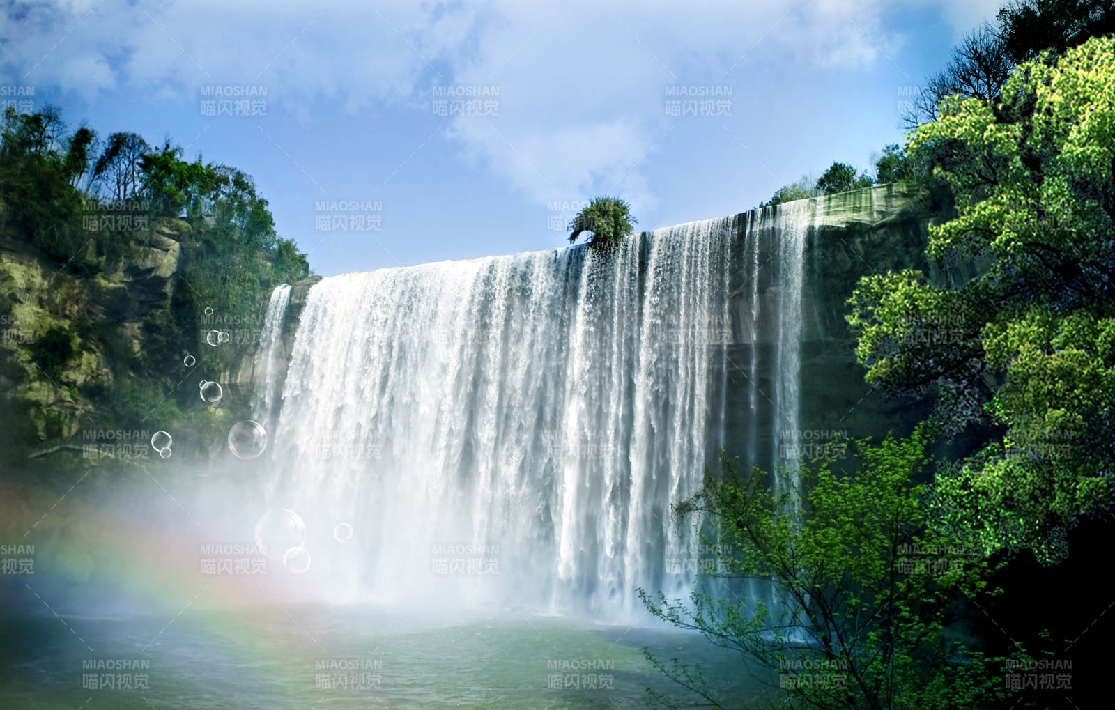 万州大瀑布彩虹美景图片