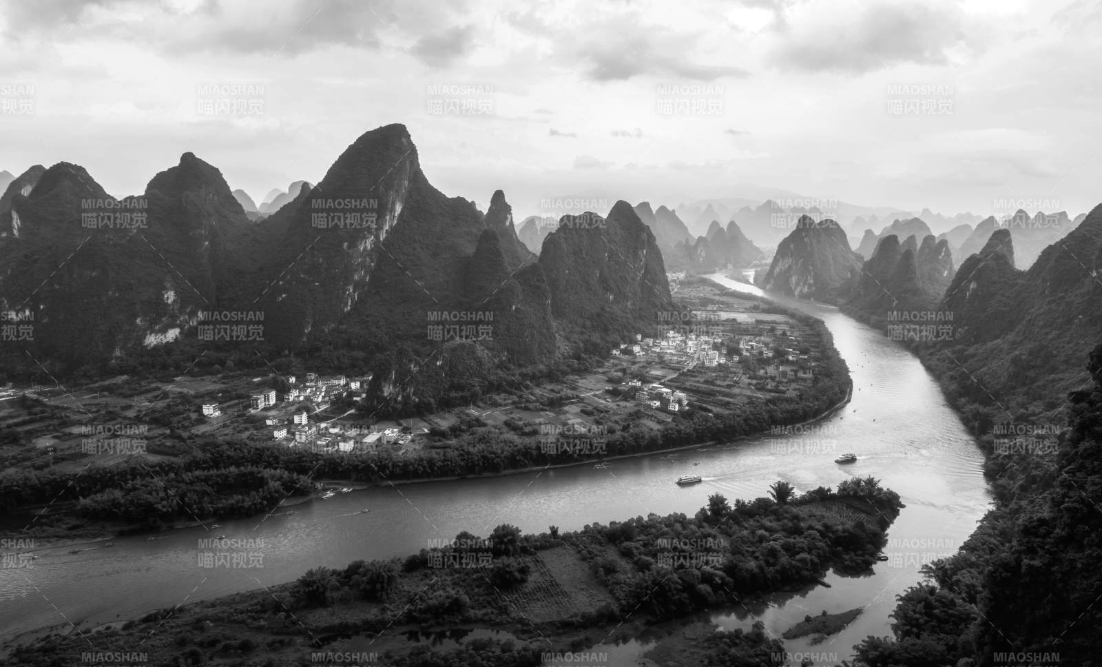 桂林相公山山水画卷图片