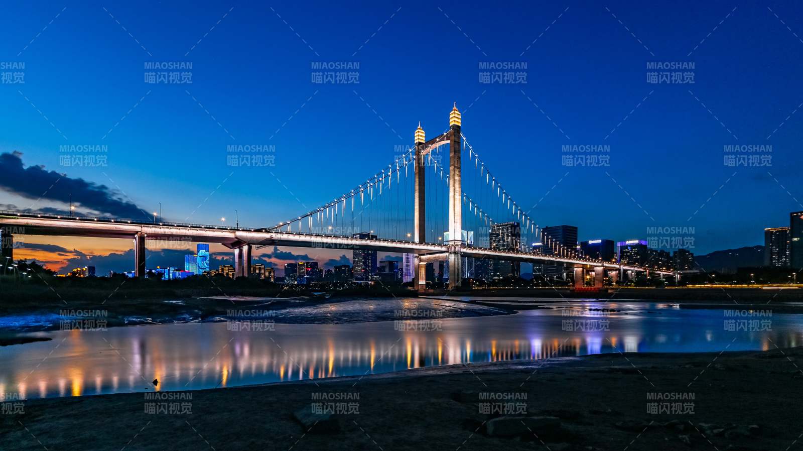 福州鼓山大桥夜幕下的大桥美景图片