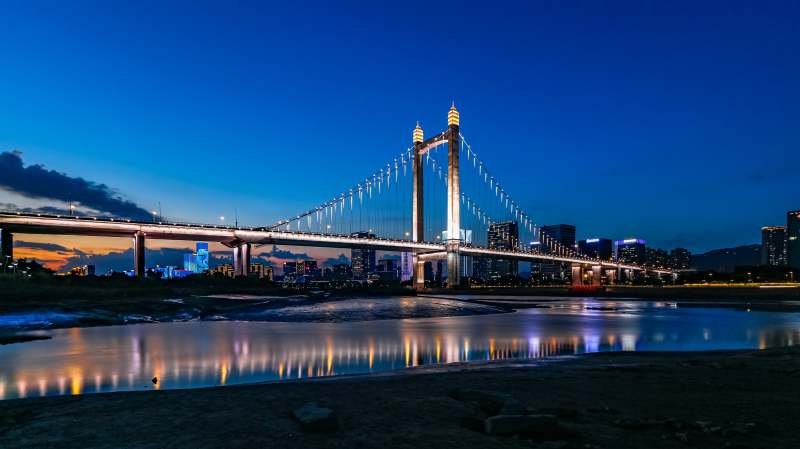 福州鼓山大桥夜幕下的大桥美景图片