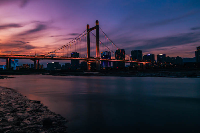 福州鼓山大桥暮色大桥夜景图片