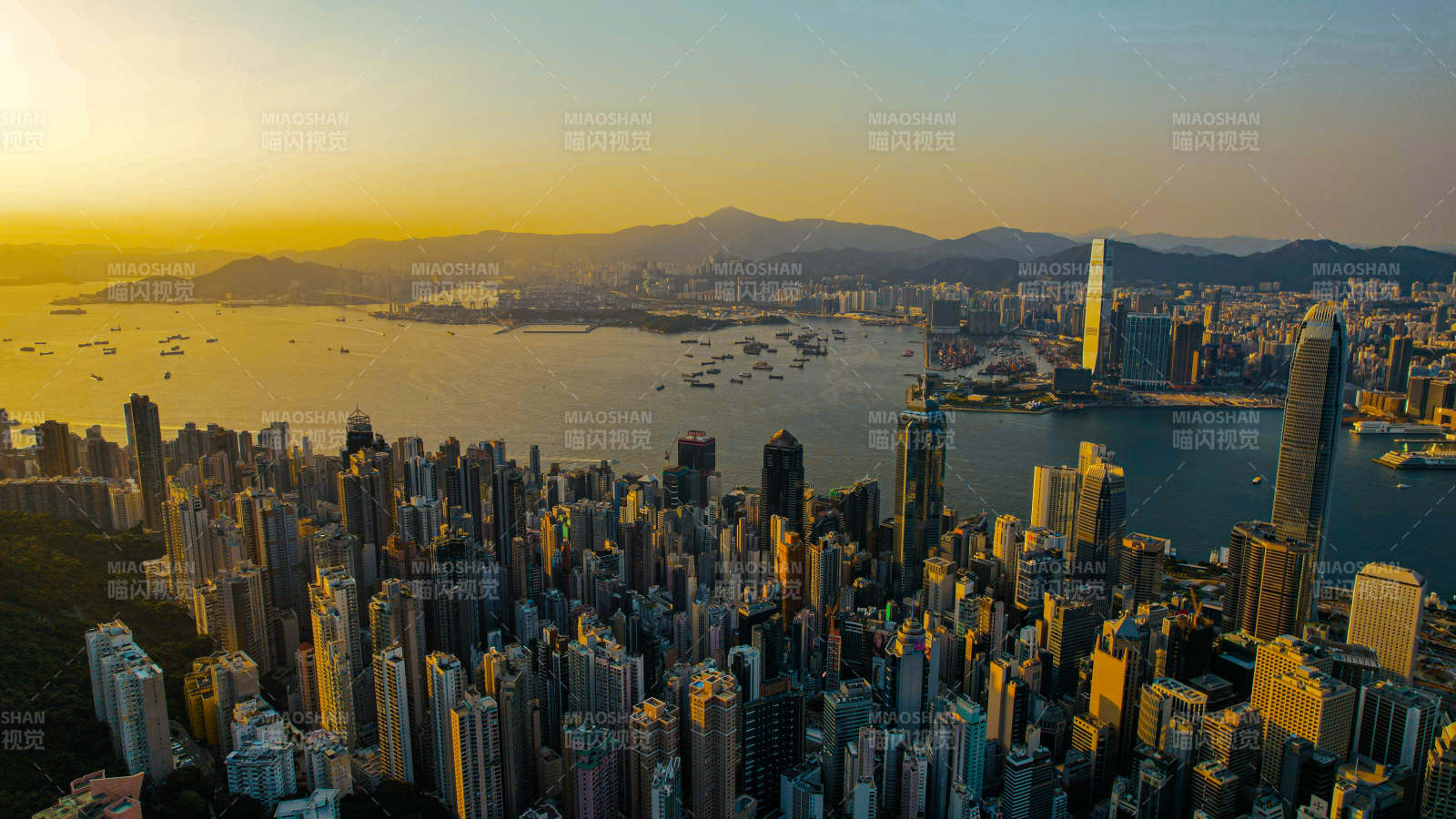 香港城市日落美景图片