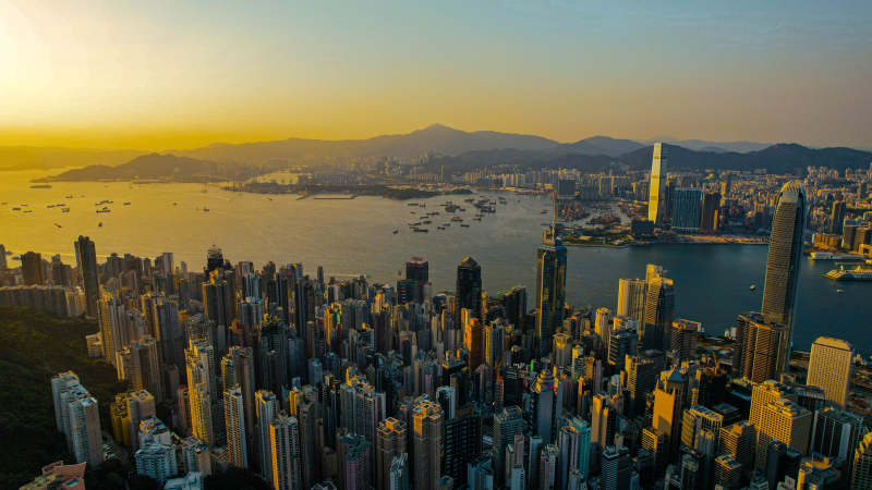 香港城市日落美景图片