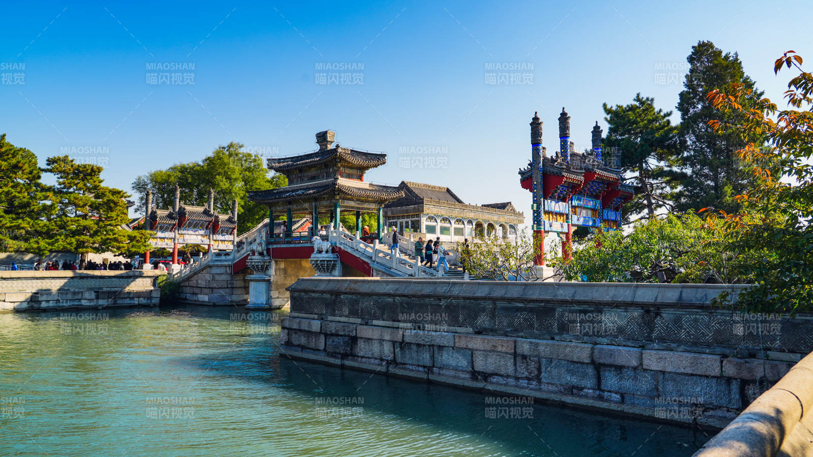 颐和园古桥流水映楼阁图片