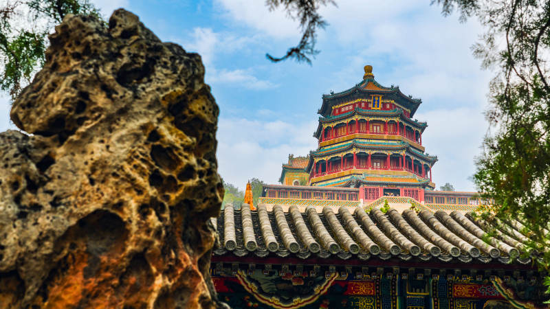 颐和园佛香阁映碧空图片