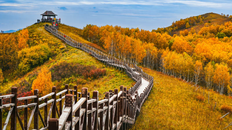 乌兰布统影视基地秋山栈道风光图片
