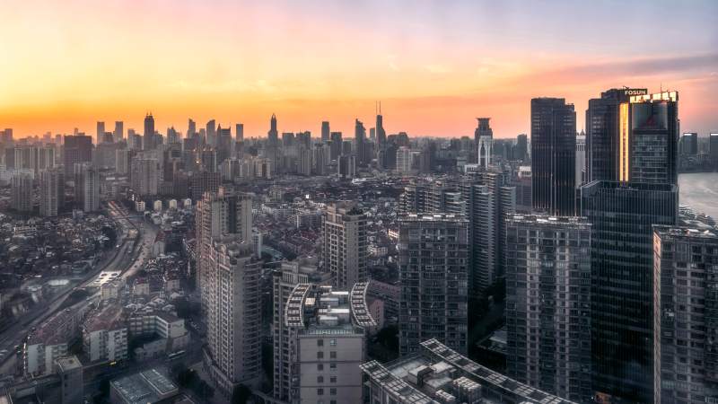 上海黄浦城市黄昏美景图片