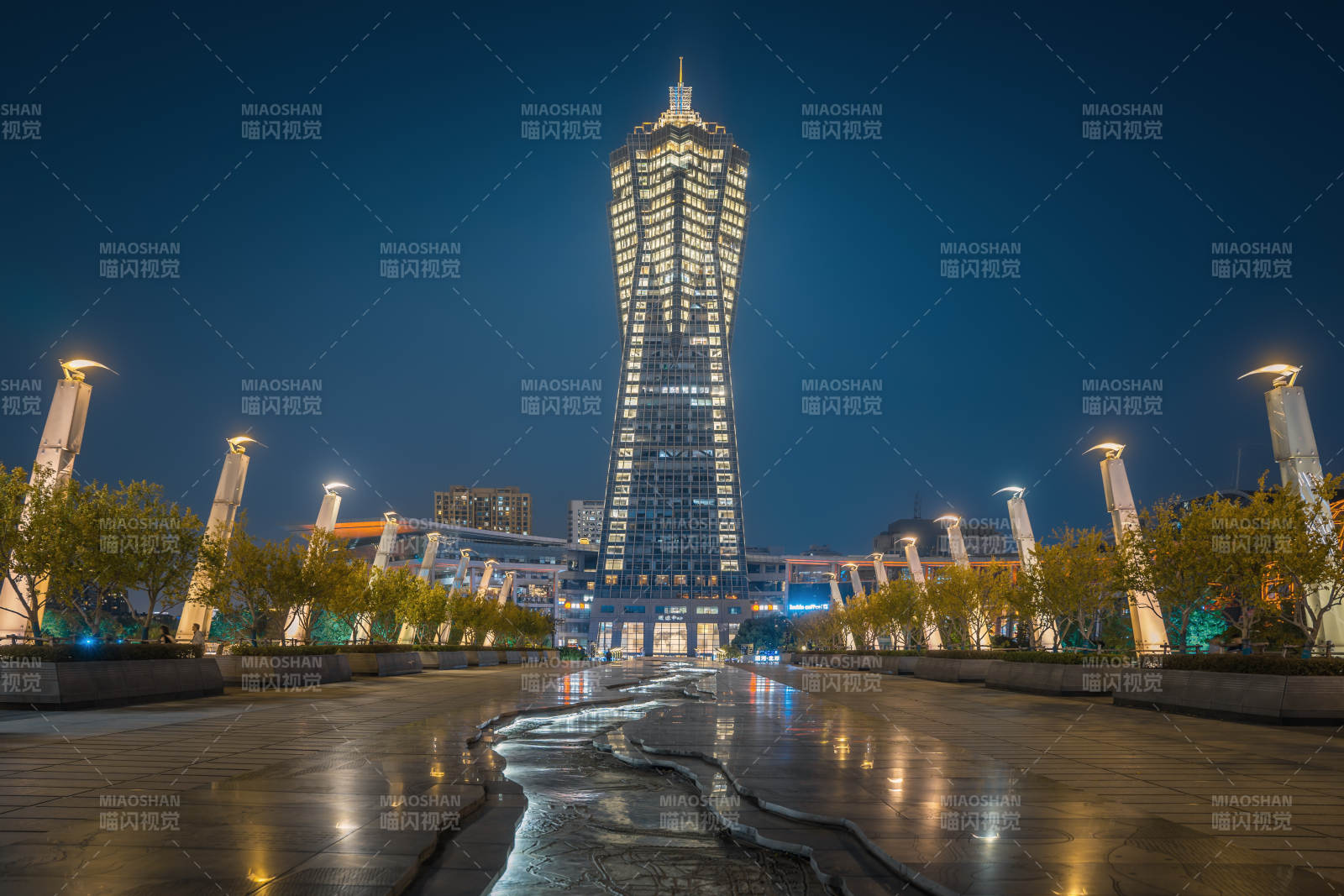 杭州夜幕下的城市地标图片