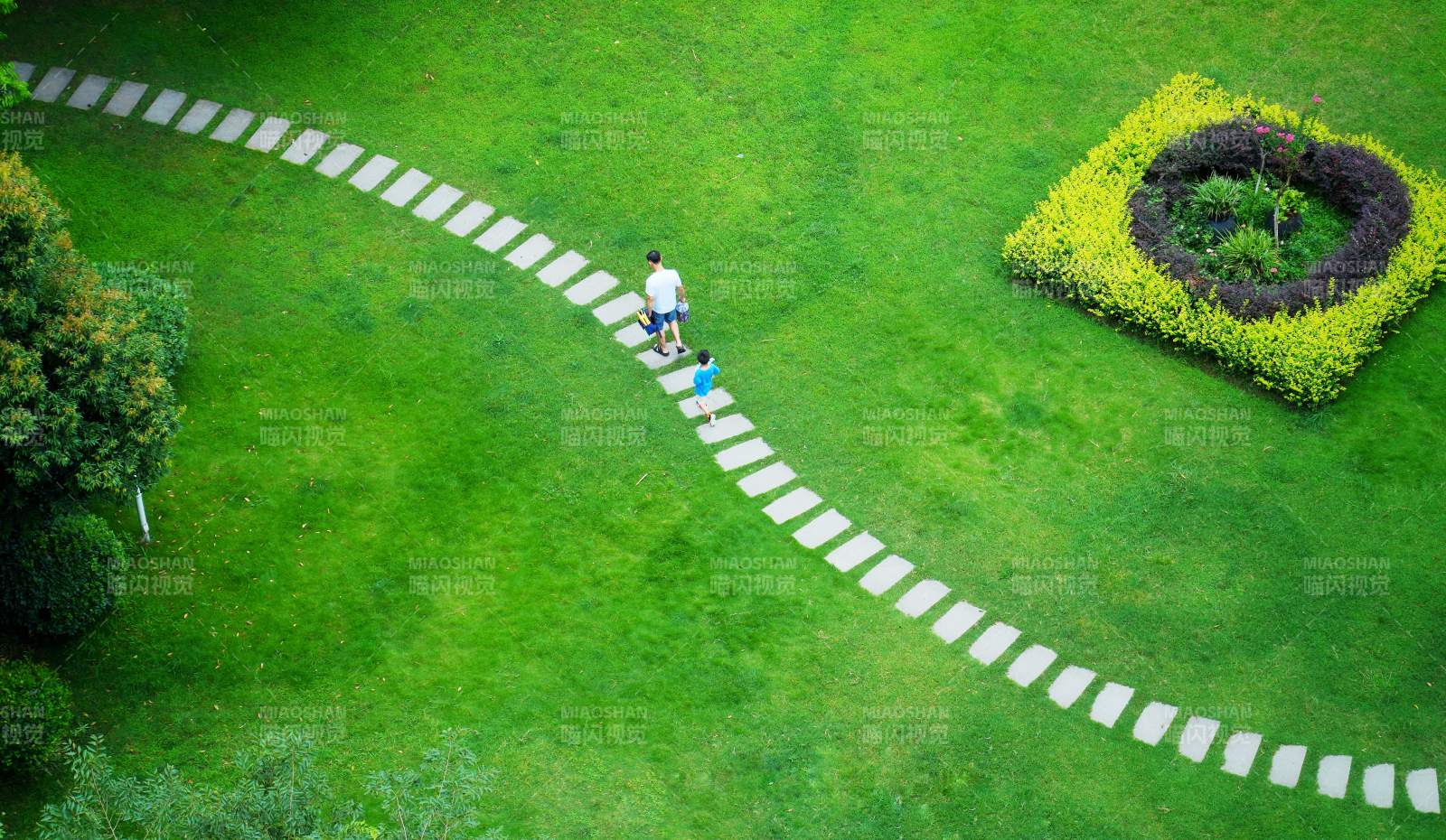 绿茵小径行影图片