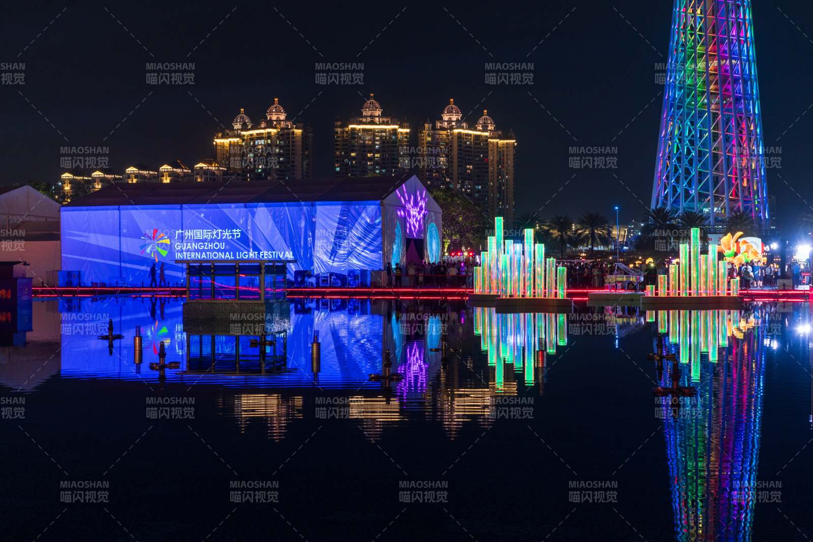 广州夜色中的灯光盛宴图片