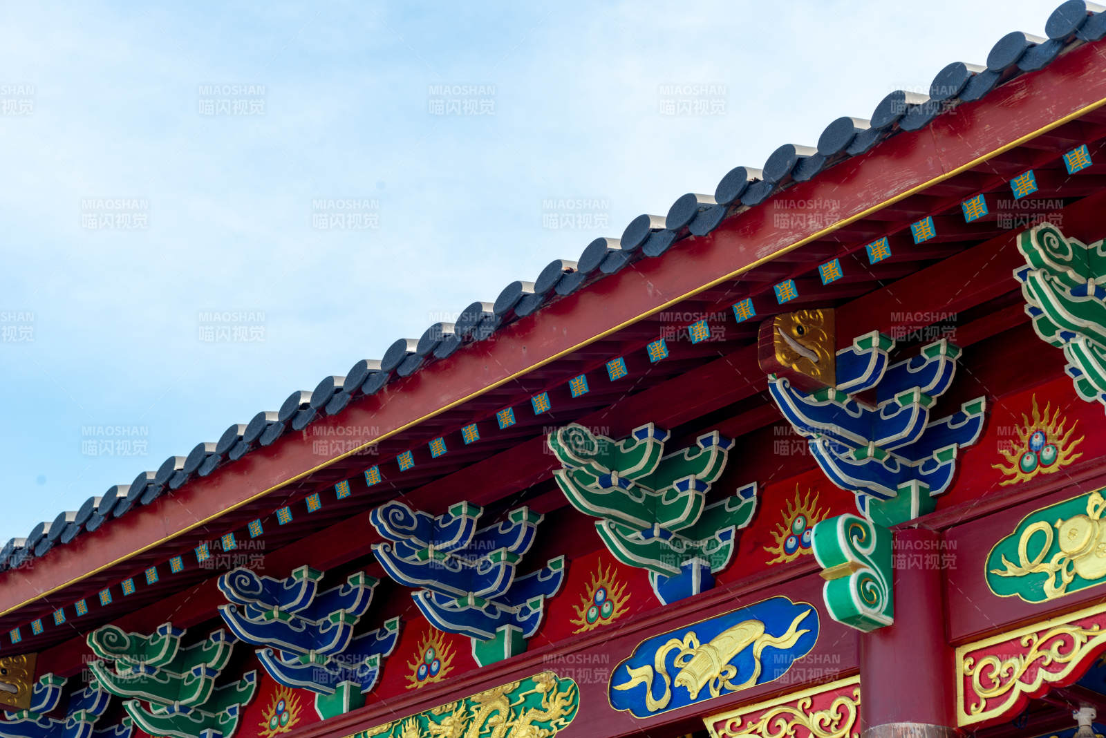 古建筑屋檐彩绘图片