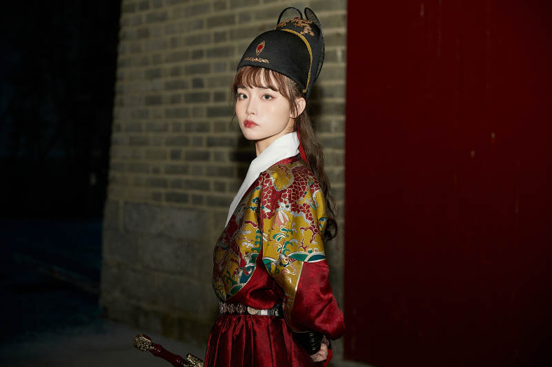 身穿锦衣卫飞鱼服手持宝剑的东方美少女图片