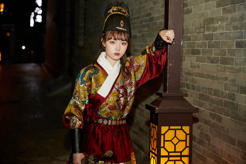 身穿锦衣卫飞鱼服手持宝剑的东方美少女图片