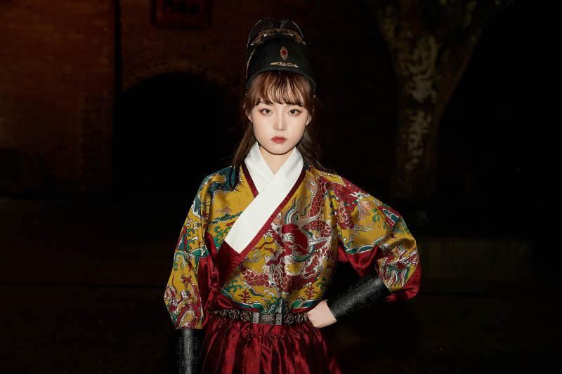 身穿锦衣卫飞鱼服手持宝剑的东方美少女图片