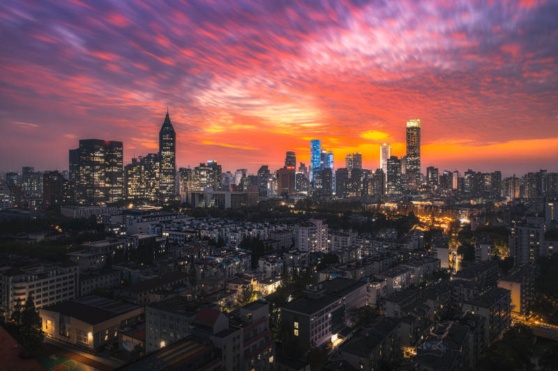 新街口晚霞图片