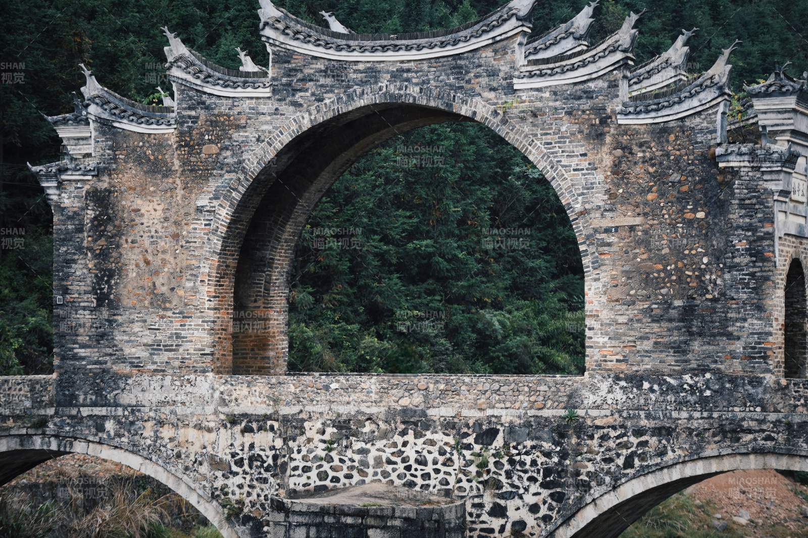 江西龙南 古桥拱门绿意盎然 太平桥图片