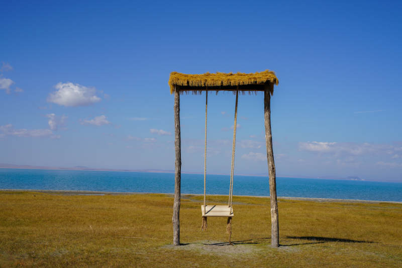 达里湖边秋千静候图片