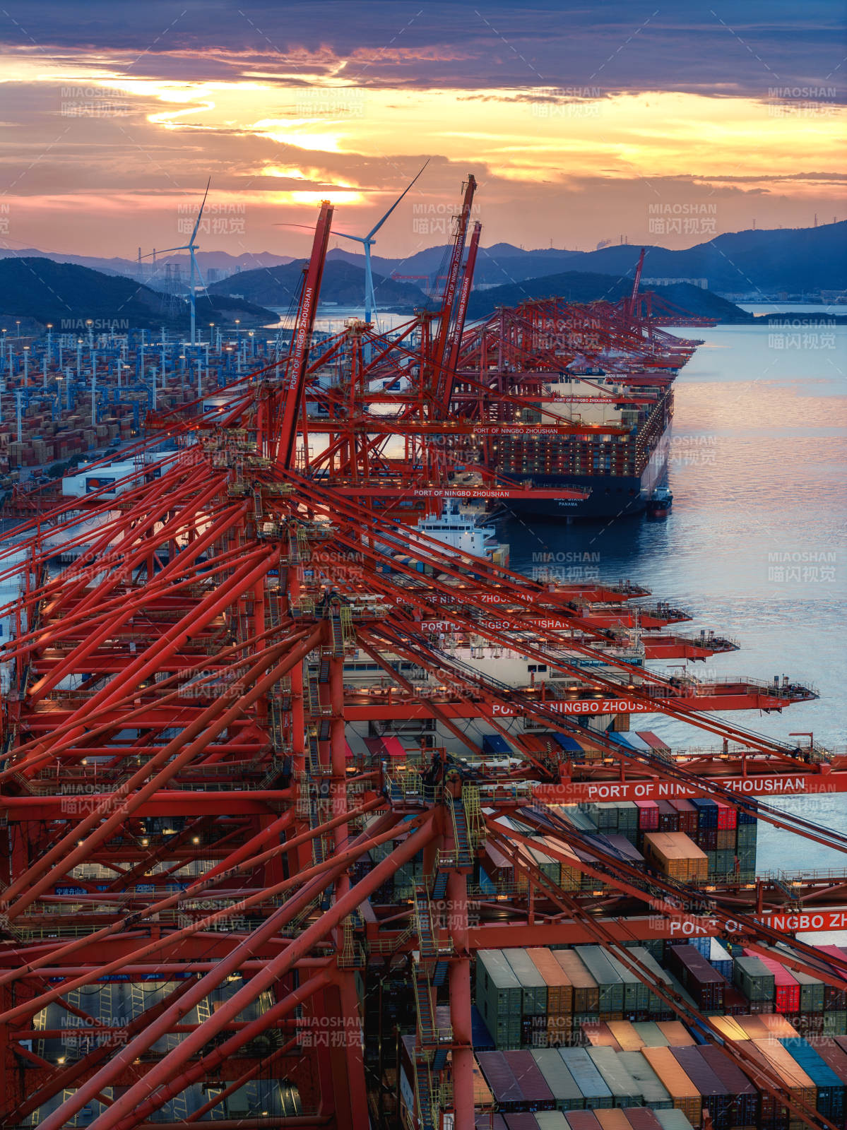 宁波舟山港日落图片