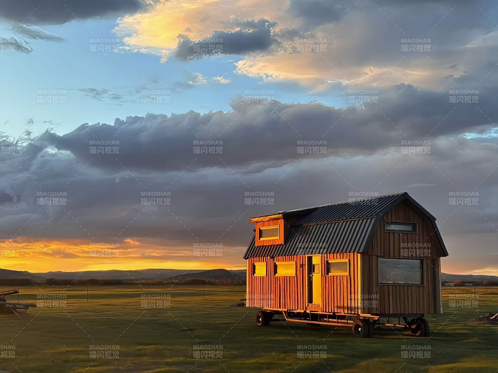 额尔古纳湿地草原木屋图片