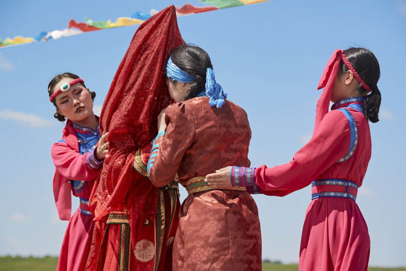 草原上的传统蒙古族婚礼仪式图片