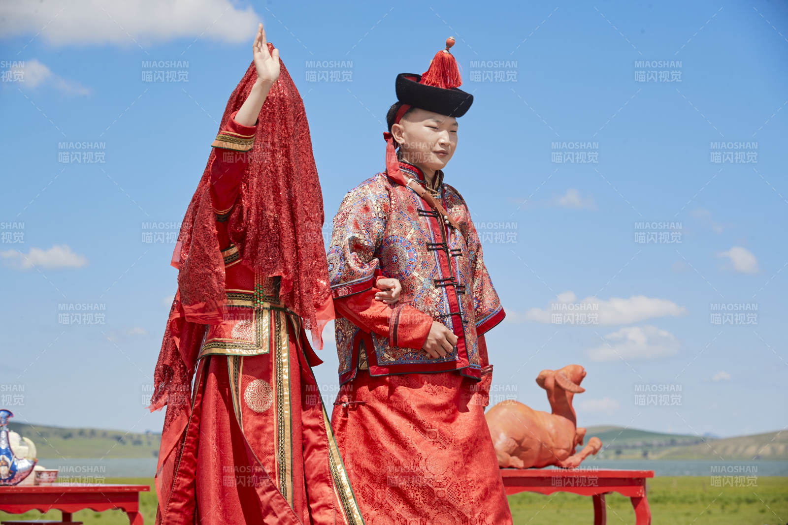 草原上的传统蒙古族婚礼仪式图片