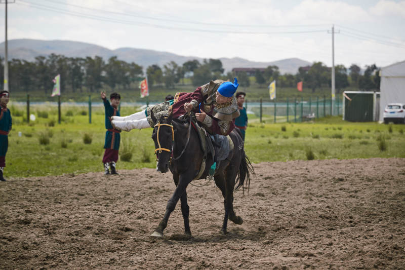 河北省沽源县库伦淖尔景区的蒙古马术表演图片