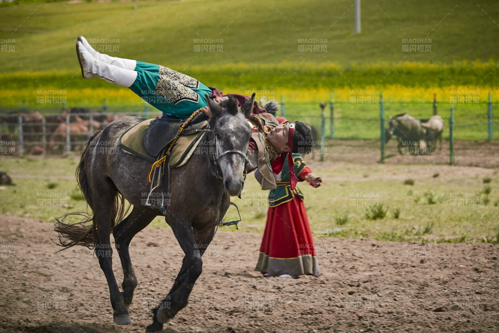 河北省沽源县库伦淖尔景区的蒙古马术表演图片