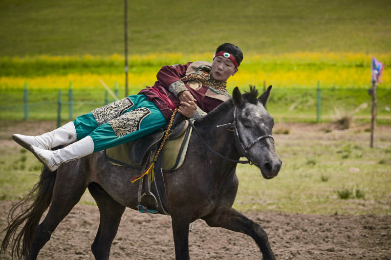 河北省沽源县库伦淖尔景区的蒙古马术表演图片