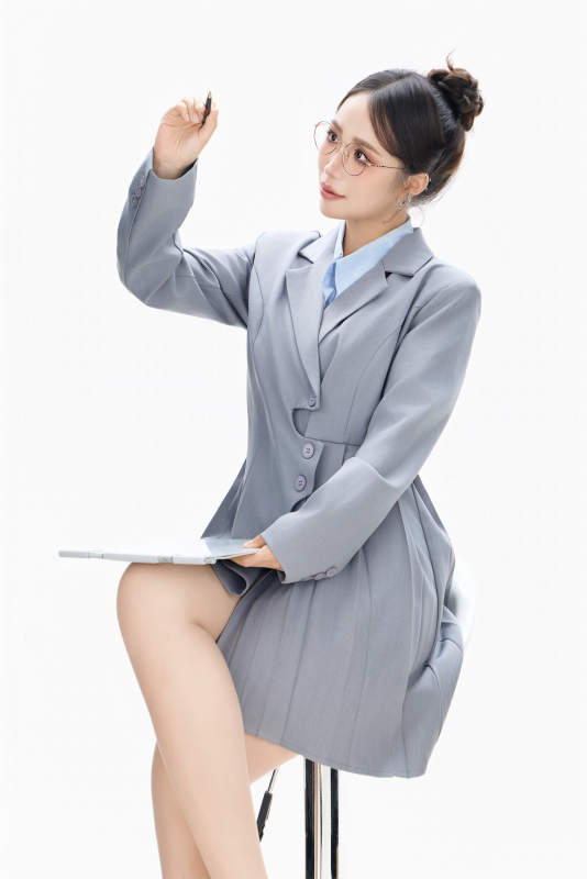 影棚拍摄穿着职业装的商务女性形象图片