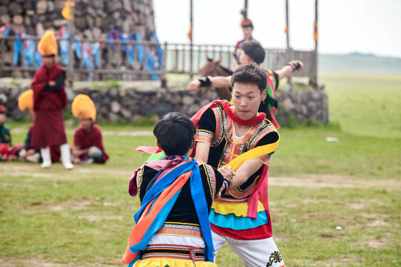 草原那达慕大会上的蒙古摔跤手图片