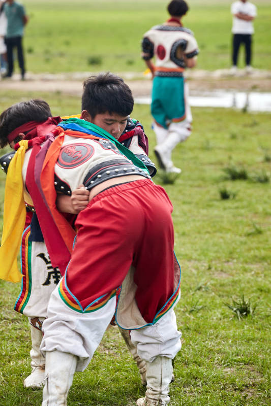 草原那达慕大会上的蒙古摔跤手图片