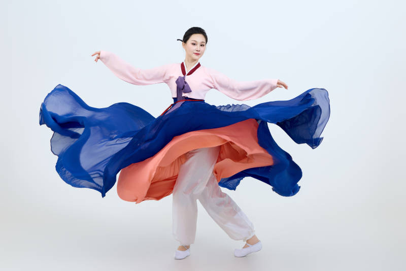 表演中国延边朝鲜族传统舞的美丽舞者图片