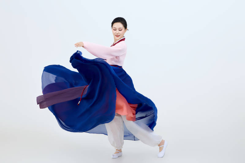 表演中国延边朝鲜族传统舞的美丽舞者图片