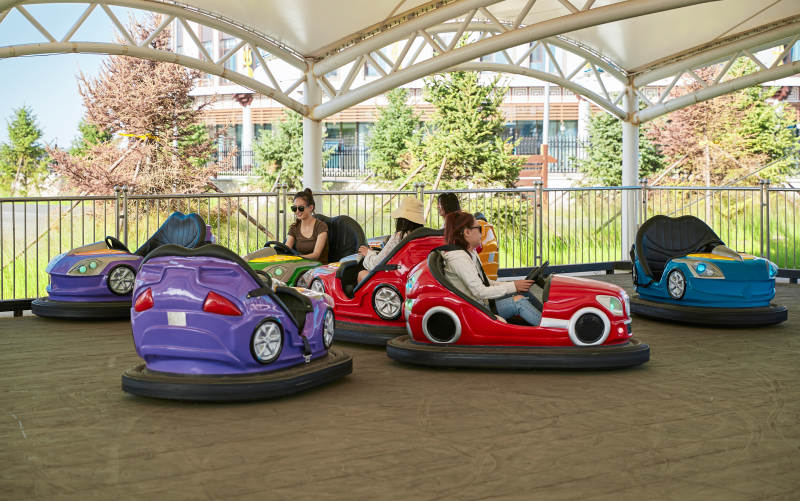 在游乐园玩碰碰车的闺蜜美女图片