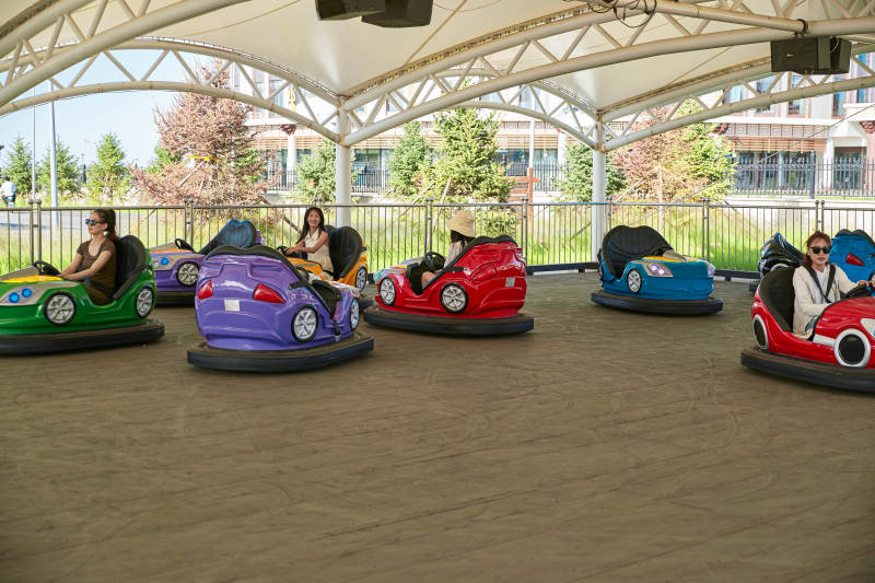 在游乐园玩碰碰车的闺蜜美女图片