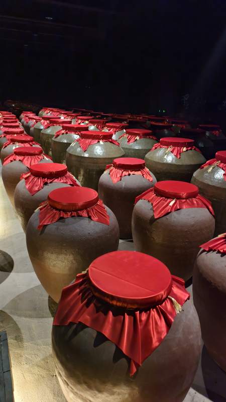 红盖陶坛陈列图片