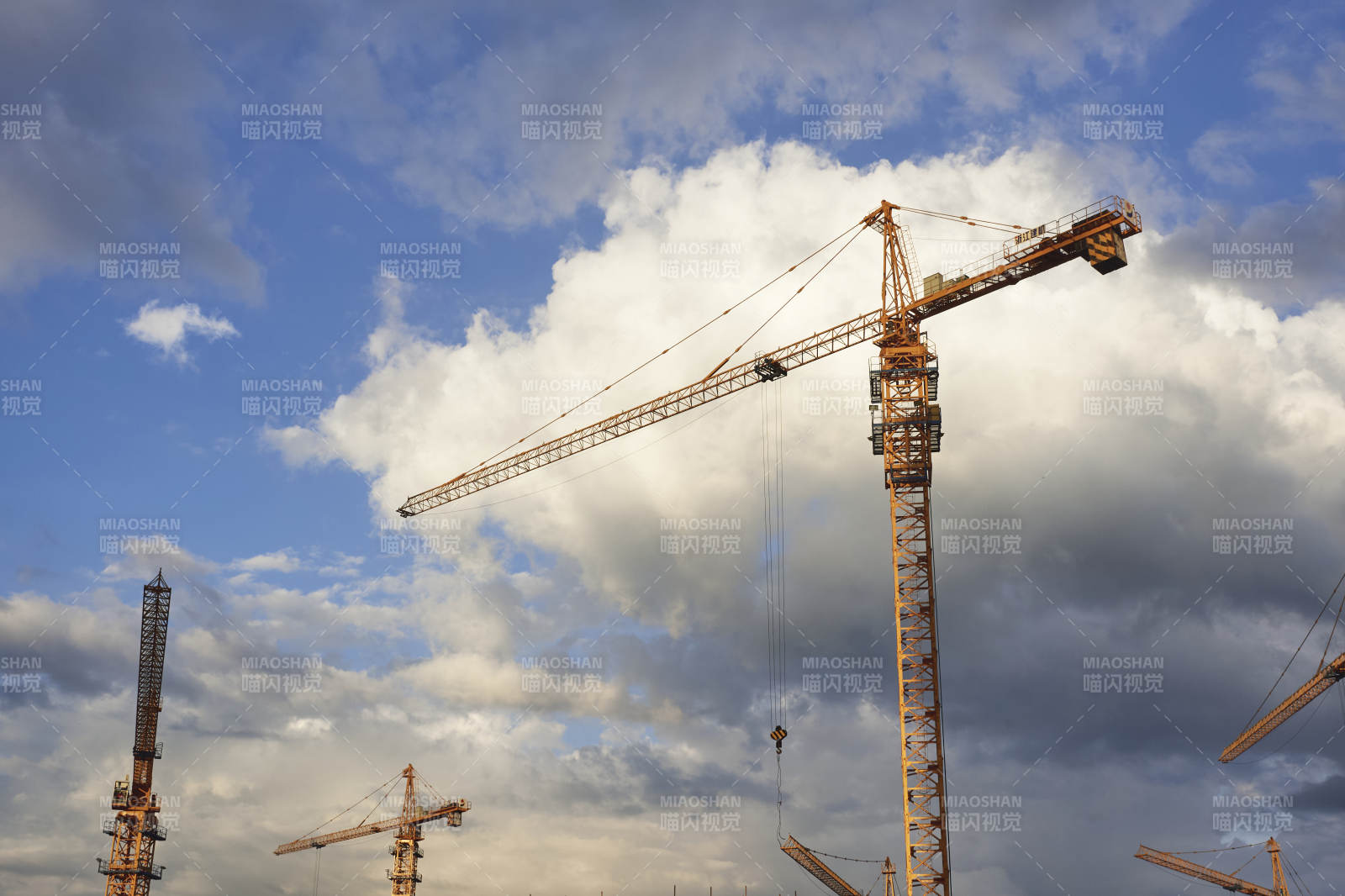 蓝天下的塔吊群图片