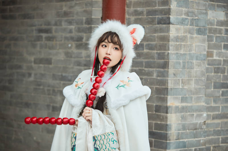 身穿古装汉服可爱的的东方少女图片