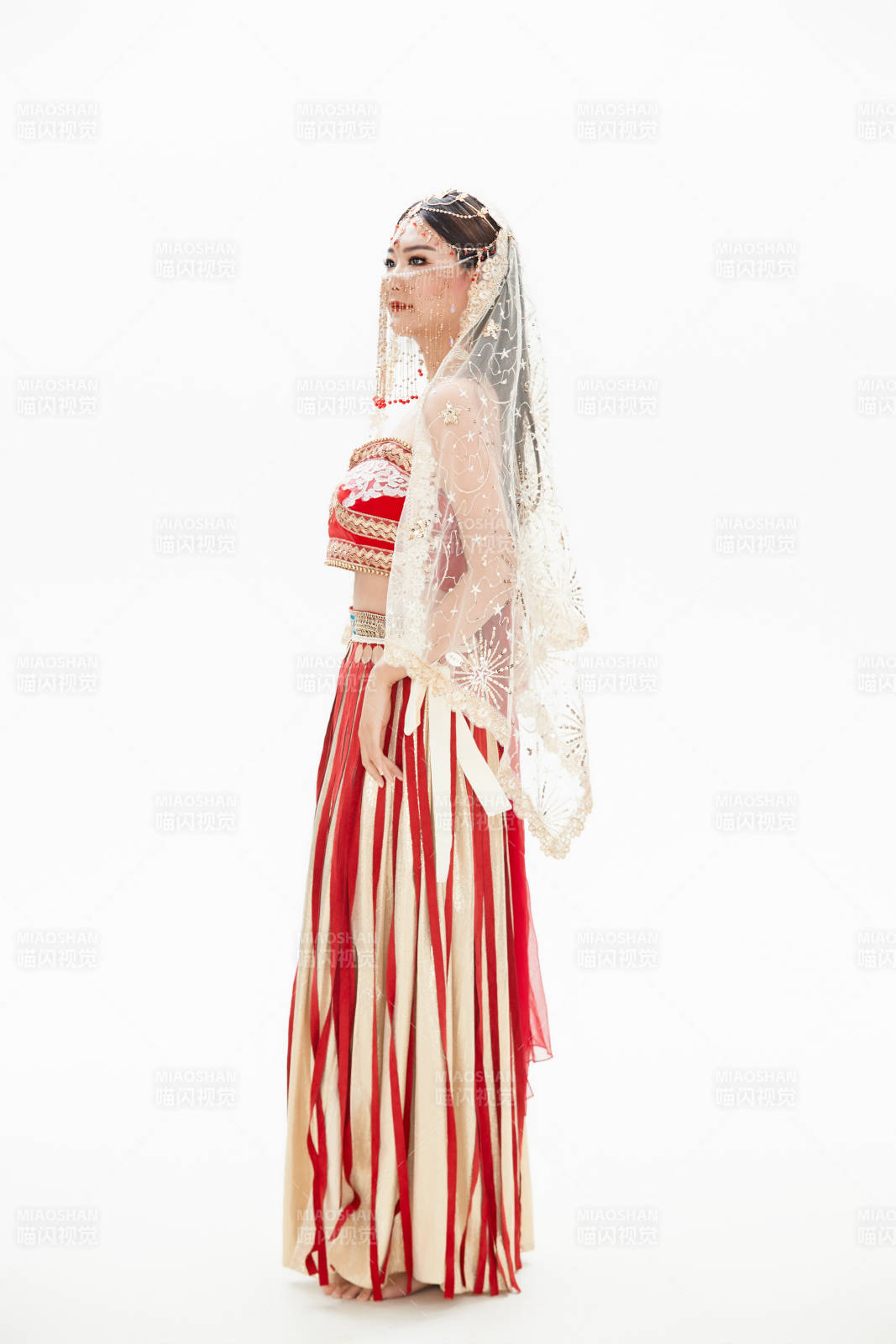 穿着印度传统风格服饰的肚皮舞演员图片