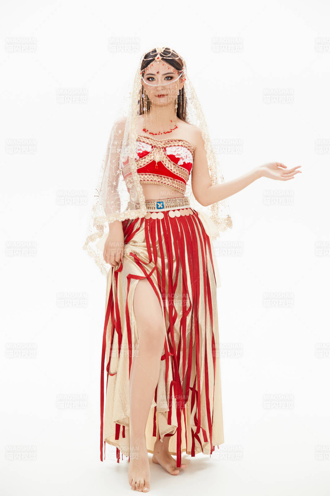 穿着印度传统风格服饰的肚皮舞演员图片