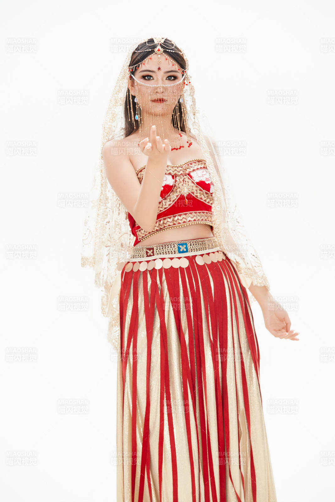 穿着印度传统风格服饰的肚皮舞演员图片