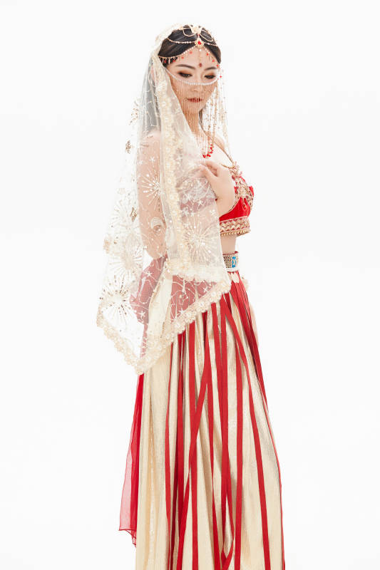 穿着印度传统风格服饰的肚皮舞演员图片