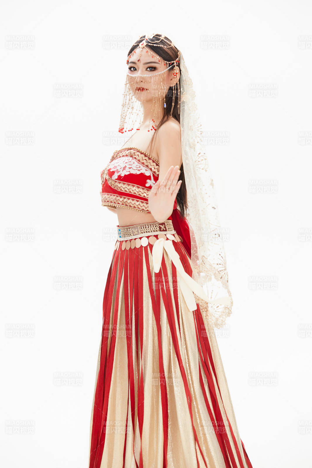 穿着印度传统风格服饰的肚皮舞演员图片