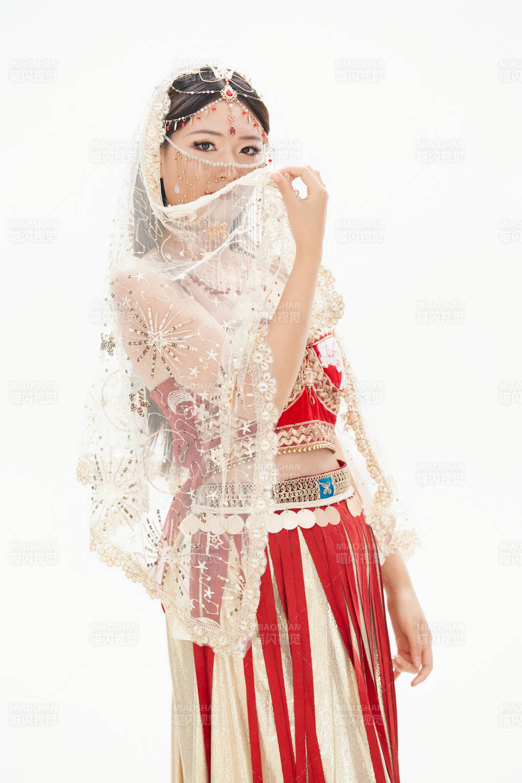 穿着印度传统风格服饰的肚皮舞演员图片