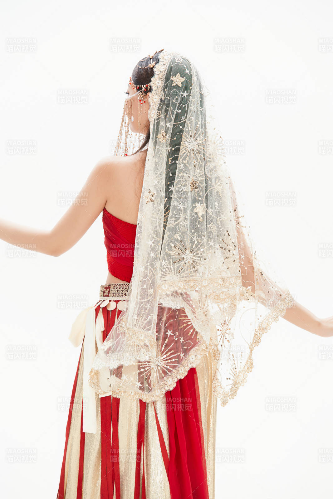 穿着印度传统风格服饰的肚皮舞演员图片