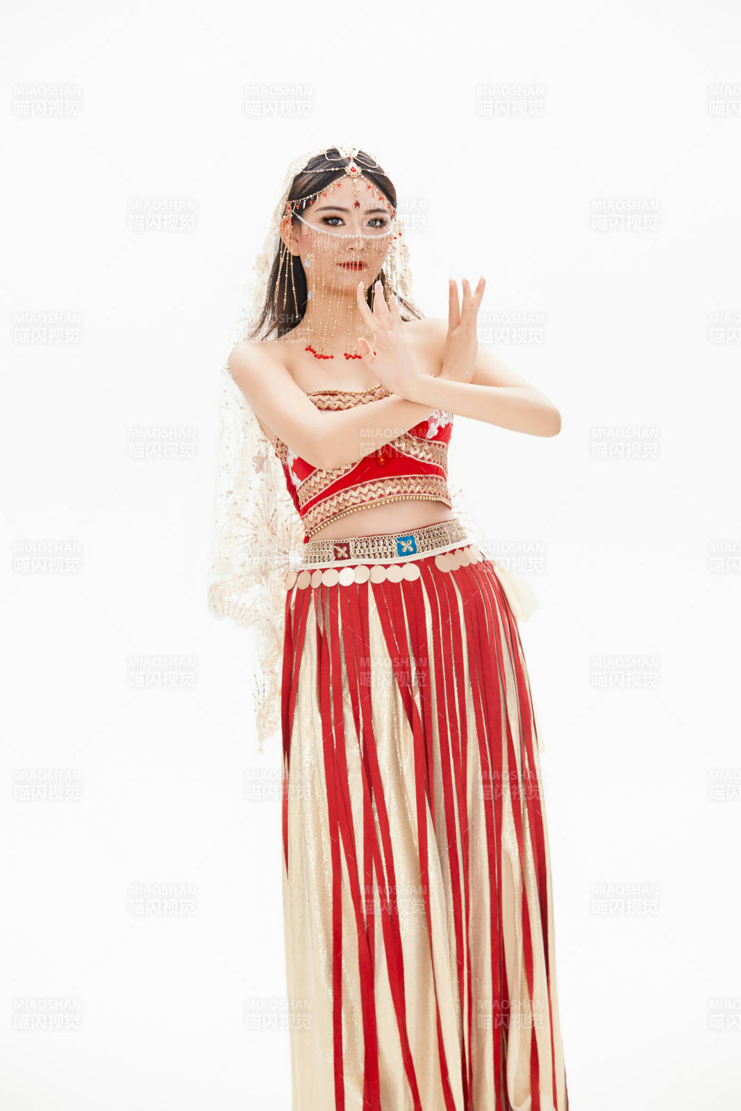 穿着印度传统风格服饰的肚皮舞演员图片