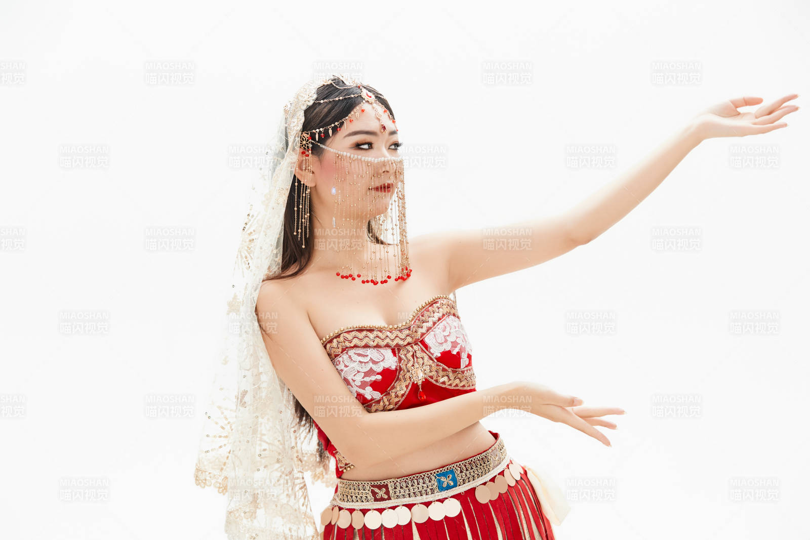 穿着印度传统风格服饰的肚皮舞演员图片